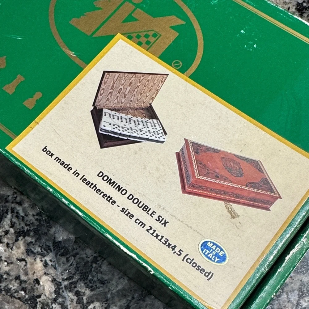 Italfama leatherette double Domino Set made in Italy - Picture 4 of 16